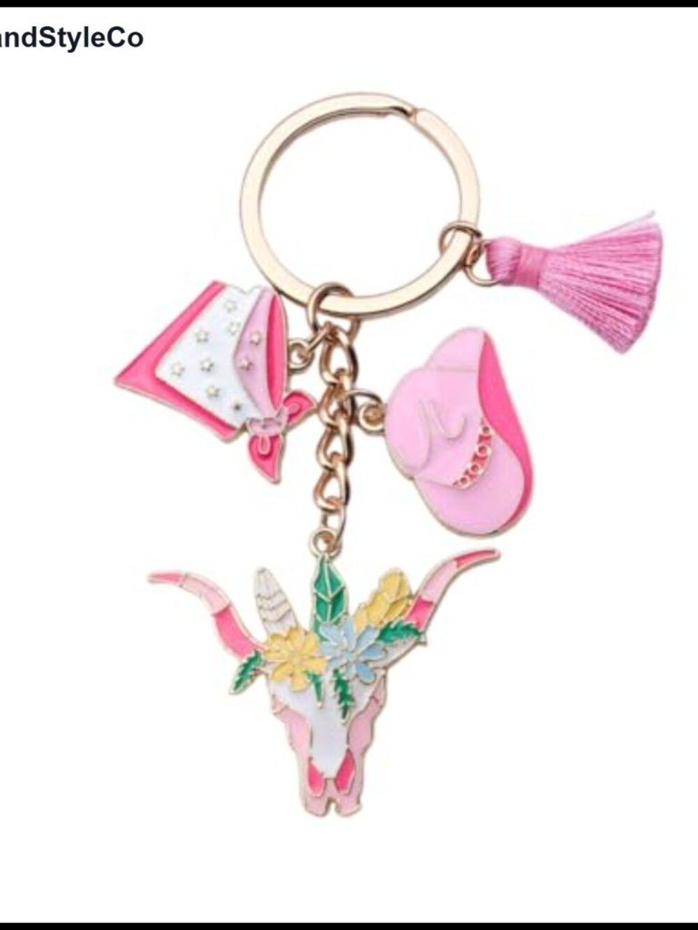 Western Cowboy Boots Keychain Cowgirl Hat Charm Alloy Keyring